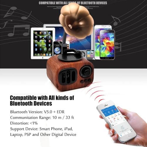 Tipmant Mini Classic Wireless Bluetooth Speaker Stereo Audio Retro Vintage Record Player Model Home Room Decor - Image 3