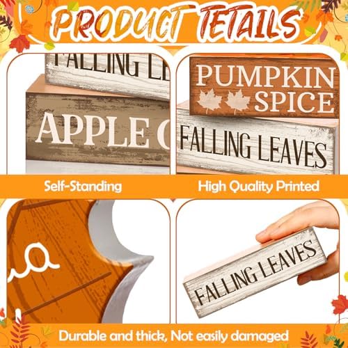 Moucuny 4 Pcs Fall Decor Wooden Maple Leaf Decoration Thanksgiving Decor - Image 6