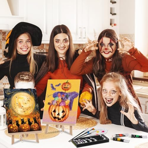 Cholemy 36 Pcs Paint and Sip Kit Gift for Adults 8''x10'',Halloween Pumpkin - Image 5