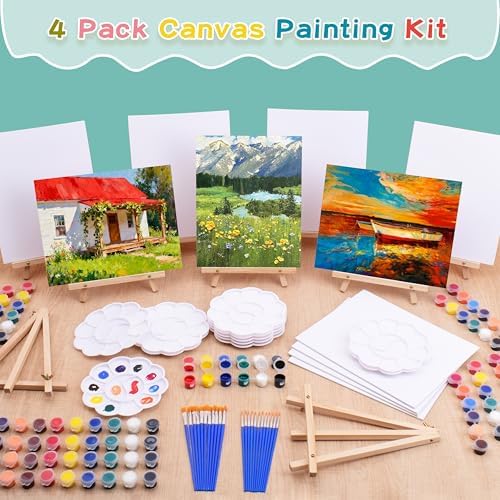 4 Pack Paint and sip Kit for Adults, 8x10 Inch Canvas Painting Kit - Image 3