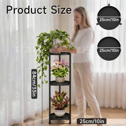 3 Tier Plant Stand Indoor Outdoor Corner Vertical Black 34'' Tall - Image 5