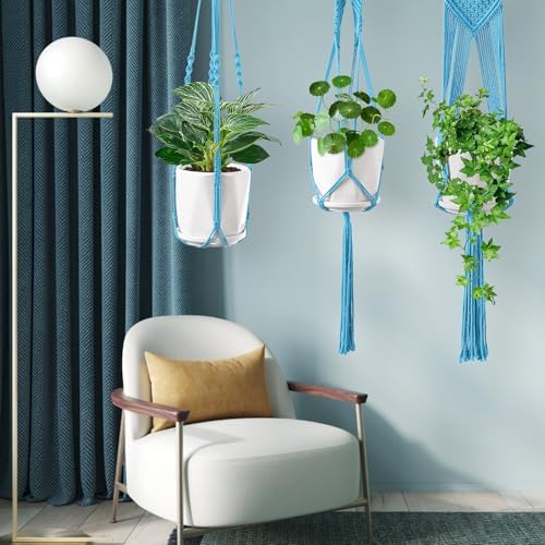 SFENNGPET Macrame Plant Hangers, 6Pack Hanging Planters for Indoor Plants - Image 3