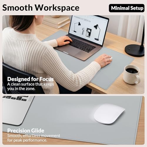 AFIING Cork Desk Mat, 35.4" x 17", Light Grey,Desk pad Protector - Image 5