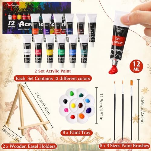 Cholemy 36 Pcs Paint and Sip Kit Gift for Adults 8''x10'',Christmas Gnomes - Image 4