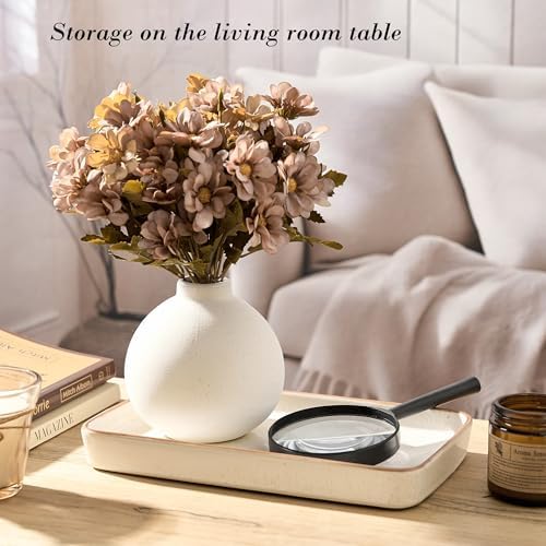 10"×6"×1" Bathroom Vanity Tray for Countertop- Ceramic Decorative Organizer Tray for Dresser Tops, Toilet, Perfume, Sponge Holder Soap Dish Dispenser for Kitchen Counter- Reactive White - Image 6