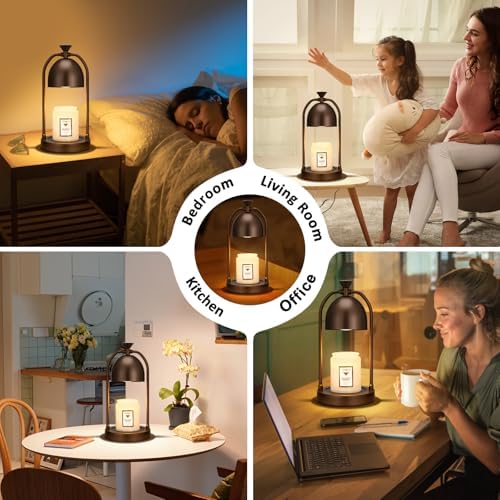 Brown Candle Warmer Lamp with Timer-Electric Candle Light for Bedroom Decor, Aromatherapy at Home | Gifts for Men | Home Gift Ideas - Image 4