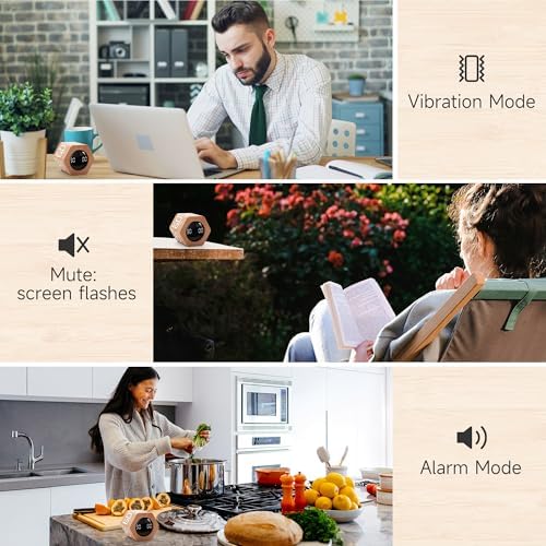 Productivity Cube Timer, 1/5/10/30/60 Min Presets, Wood Grain Finish - Image 6