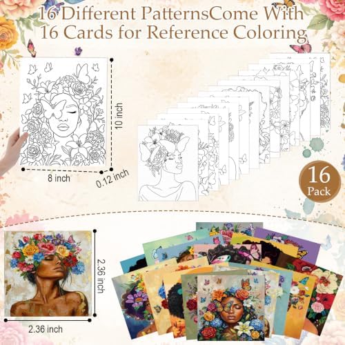 Amazingspark 16 Pcs Pre Drawn Canvas to Paint for Adults Flower Women - Image 3