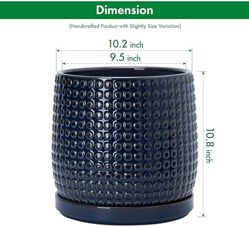 D'vine Dev Beaded Ceramic Pot with Saucer, 10 in, Midnight Blue, 27-C-P-3 - Image 3