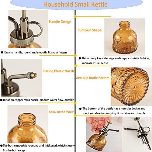 Plant Mister Glass Spray Bottle Small Plant Watering Can 6.4" Tall Retro Indoor Watering Can Bronze Plastic Top Pump for Garden Indoor Plant Sprayer (Brown) - Image 4