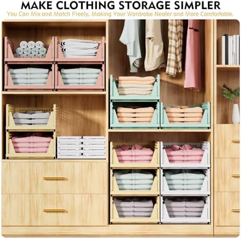 8 Pack Closet Organizers and Storage, Stackable & Foldable Closet Bins - Image 3