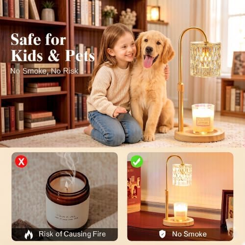 Dreamholder Electric Candle Warmer Lamp with Timer, Dimmable Candle Lamp with Adjustable Height, Wax Melter for Jar Candles Wood Base Floral Home Decor Gifts for Women Mom, Natural Wood - Image 5