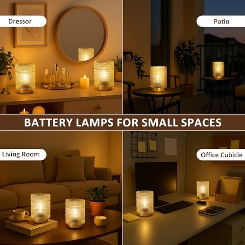 2 Pack Battery Operated Lamp with Timer,Small Decorative Table Lamps,Clear - Image 6