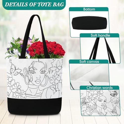 Locmeo 10 Set Paint and Sip Canvas Bags Pre Drawn Kit,Afro Queen - Image 3