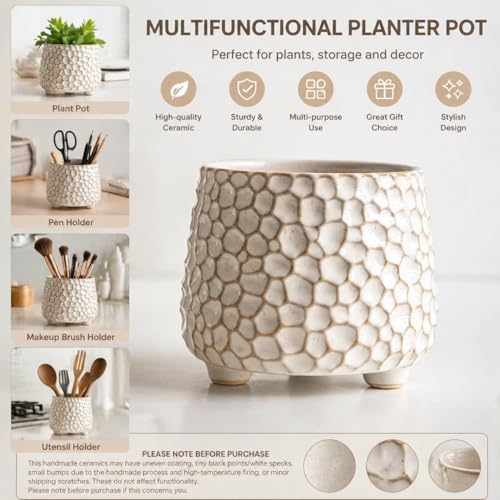 Rustic 4inch ceramic planter pot for succulent cactus and Indoor Plant - Image 2
