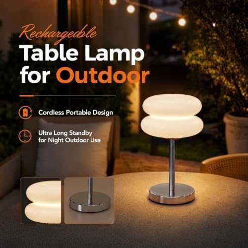 Senzoy Double-Layer Tart Night Light, Glass Mushroom Table Lamp, White - Image 6
