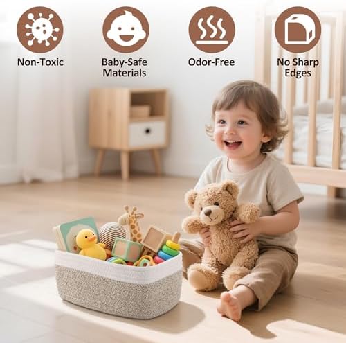 5-Pack Small Woven Rope Storage Baskets, 2 Sizes Organizer Bins - Image 4