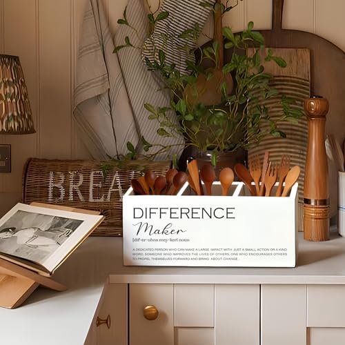 Difference Maker Gift Pen Pencil Holder for Desk, Thank You Appreciation Gifts for Coworkers Leaders Teachers, Difference Maker Wooden Box Sign Decorations for Office Workplace Desk Tabletop - Image 6