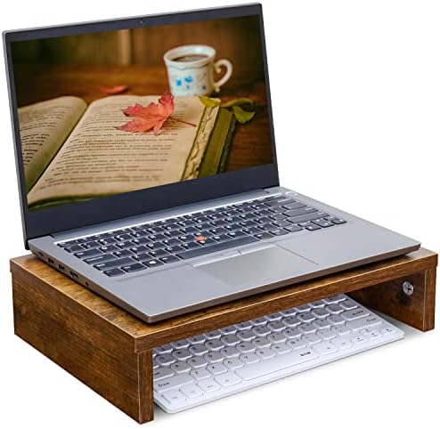 TEAMIX Wood Monitor Stand Riser for Desk - 14.2 inch, Small Laptop Stand - Image 2