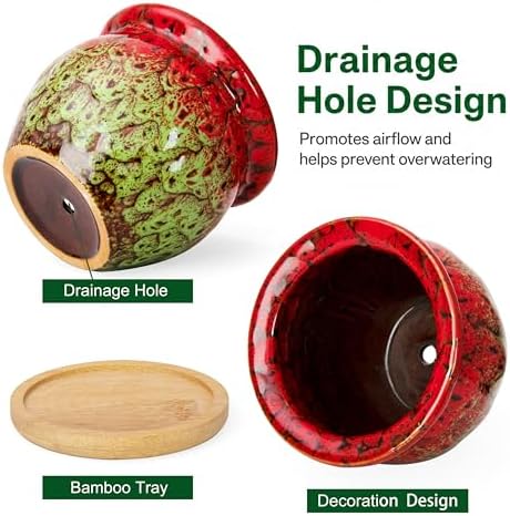 4.5 Inch Plant Pots with Drainage, Small Ceramic Pots for Indoor Plants - Image 3