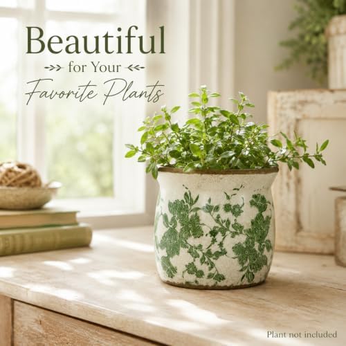 Doysayes Vintage Ceramic Flower Pot for Indoor Plant with Drainage Hole - Image 4