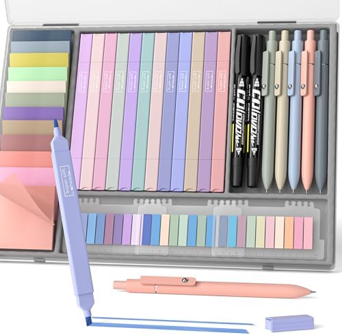 Nicpro 62 PCS Aesthetic Book Annotation Kit with Case by Nicpro