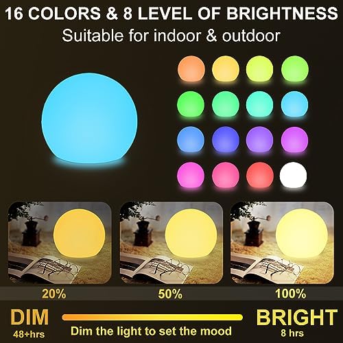10-in LED Ball Light, Dimmable RGB Color Changing LED Globe Orb Mood Light - Image 2