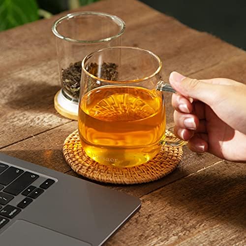 Glass Tea Mugs - 16.9oz Clear Glass Tea Cup with Infuser and Lid for Steeping at Home and Office - Image 2