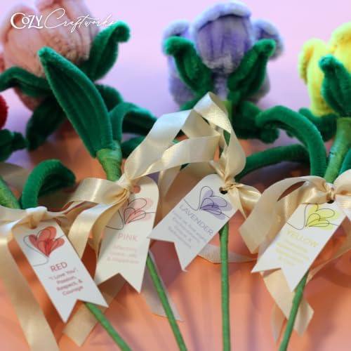 WeVeel Cozy Craftworks Rose Chenille Stem Craft Kit Bundle for Teens & Adults – Mindful DIY Flower Craft, Tactile Pipe Cleaner Art Kit with QR Video Tutorials - Image 6