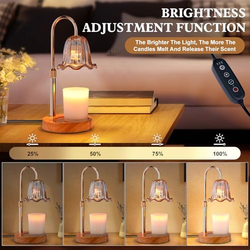 Candle Warmer Lamp Electric Timer: Dimmable Candles Warming Lamps - Height Adjustable Burner Jar - No Flame Scented Melts Wax - All Candle Jars Home Decor Table Light - Image 4