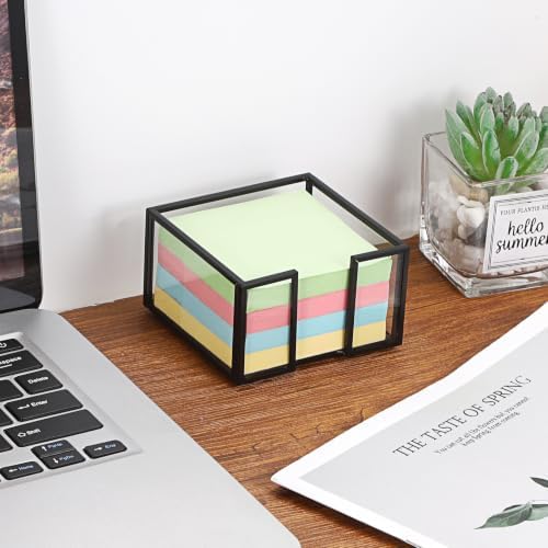 BTSKY Metal Glass Sticky Note Holder for 3x3 Inch Sticky Notes - Image 2