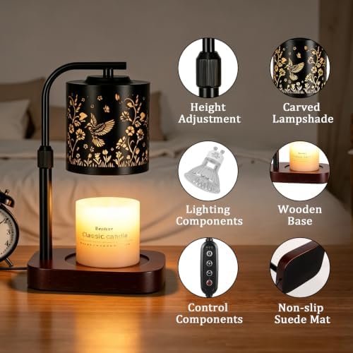 WIHTU Candle Warmer Lamp with Timer & Dimmer Hummingbird for Jar Candles - Image 6