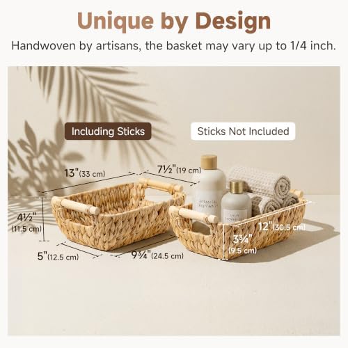 StorageWorks Small Storage Basket, Water Hyacinth Woven Basket for Gifts - Image 3