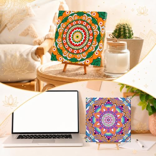 Frienda 4 Pcs Mini Mandala Framed Diamond Painting Kits, 8 x 8 in - Image 6