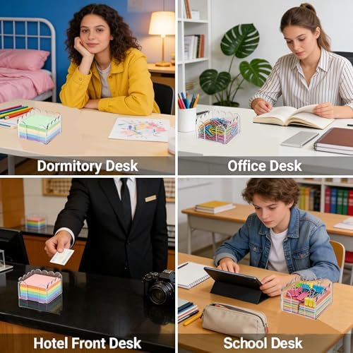 3x3 Inch Scalloped Acrylic Sticky Note Holder, Clear Cute Post It Note Dispenser, Notepad Holder with Wave Design, Thick Acrylic Desk Organizer for Office, Home, Dorm, Classroom - Image 6
