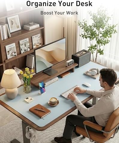 Aothia Faux Leather Desk Mat - Large Mouse Pad, Non-Slip PU Leather Blotter, Waterproof Writing Surface for Office and Home (Baby Blue, 40" x 24") - Image 3