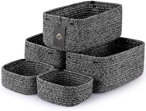 5-Pack Small Woven Rope Storage Baskets, 2 Sizes Organizer Bins by Unknown