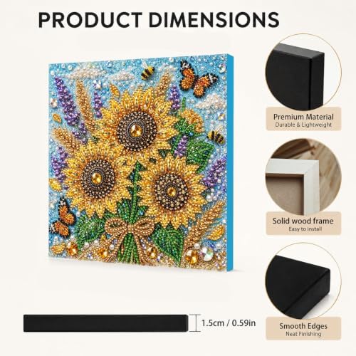DIY Pearl Painting Kit for Adults, Sunflower Flower Gem Art with Wood Frame, 20x20cm Pearl Diamond Craft, Floral Wall Decor Gift for Women, Beginners Relaxing Hobby Kit - Image 6