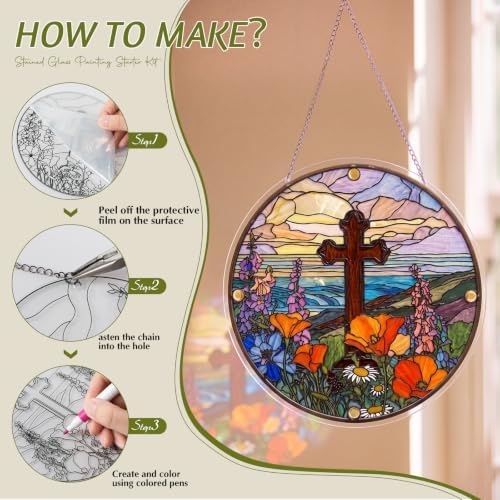 30 Pcs Suncatchers Crafts Kit DIY Paint Art,Cross - Image 3