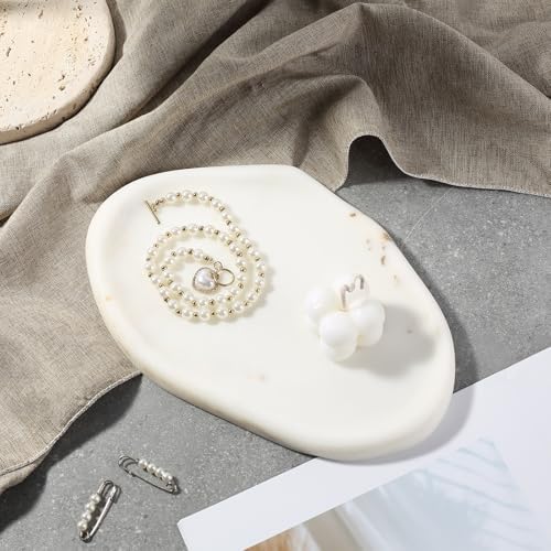 Koville Luxurious White Marble Vanity Tray, Cloud Shape Serving Stone Key Tray for Home Decor, 10"x7" Bathroom Marble Storage Trays, Stone Plate Holder for Perfume and Jewelry (Oriental Calacatta) - Image 5