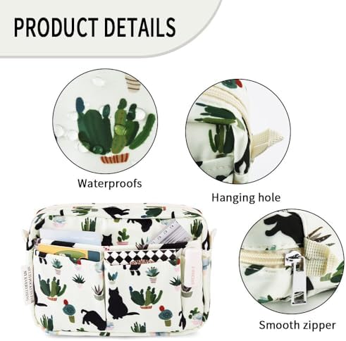 Multiple Pockets Portfolio Organizer with Zipper,Makeup Bag Pencil Pouch - Image 5