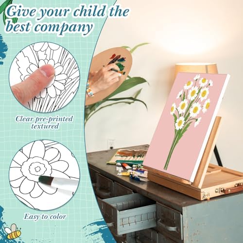 Engrowtic 12 Pcs 8 x 10 Flower Fruit Pre Drawn Canvas to Paint for Adults - Image 4