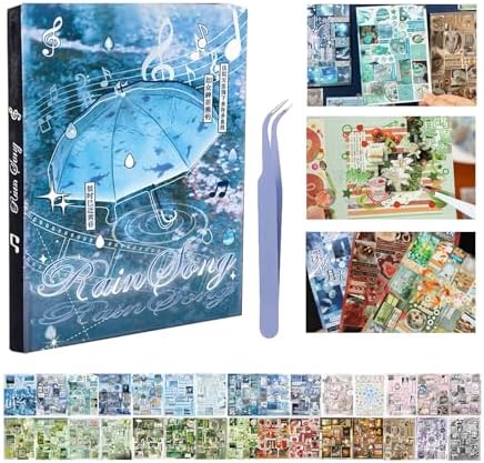 Japanese Sticker Book for Scrapbooking,Rain Themed Stickers for Journaling by Lciyioc