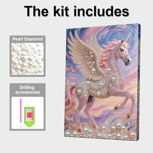 LQCrafK DIY Pearl Art Painting Handcraft Kit for Adults Beginners, Creative Design, Healing Stress-Relieving Home Wall Decoration, with Framed Painting and Tools-Pink Horse-2 - Image 6