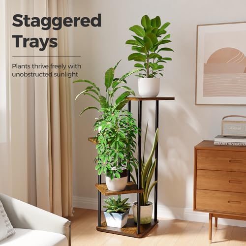 Bamworld Small Plant Stand 4 Tier Corner Plant Shelf for Indoor Plants - Image 2