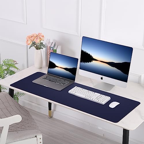 AFIING Cork Desk Mat 47" x 23.6", Dual-Sided Natural Cork & PU Leather Desk Pad, Non-Slip Waterproof Large Mouse Pad for Office, Home & Gaming (Blue) - Image 5