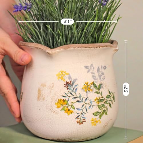 Ceramic Flower Vase, Rustic Farmhouse Vases & Planting Pots with Drainage - Image 3