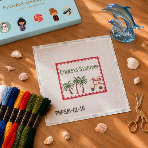 Howie's Needlepoint Summer Needlepoint Kits for Adults & Beginners, 18 Mesh Printed Needlepoint Canvas, Stamped Patterns Canvas Starter Kits(Endless Summer,4.8"x3.6") - Image 3