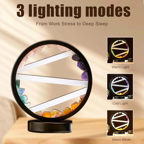 Runyangshi Crystal Table Lamp Night Light Natural Selenite & Colour Crystal Raw Stone Bedside Lamp with 3 Adjustable Light Colours Suitable for Home Decoration, Bedroom Office Desk Lighting - Image 4
