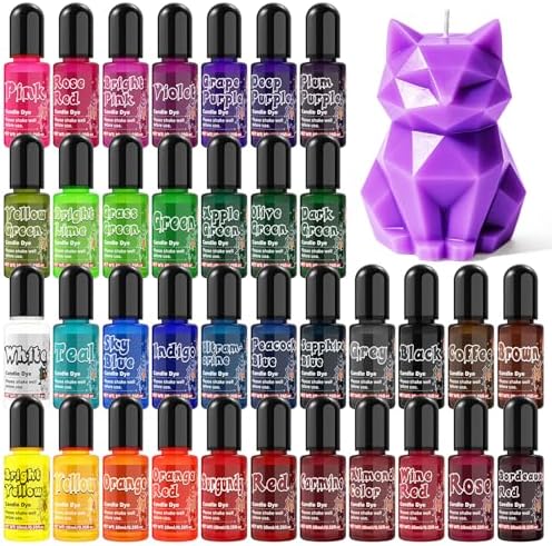 Candle Dye - 36 Colors Candle Color Dye, Non-Toxic, Highly Concentrated Candle Wax Dye for DIY Candle Making, Liquid Oil-Based Candle Dye for Soy Wax, Beeswax, Gel Wax - 10ml/Bottles by WelcometotheSigWong